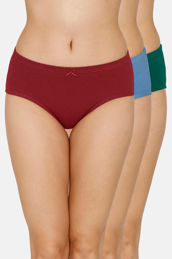 Buy Amante Medium Rise Full Coverage Hipster Panty (Pack of 3)- Assorted